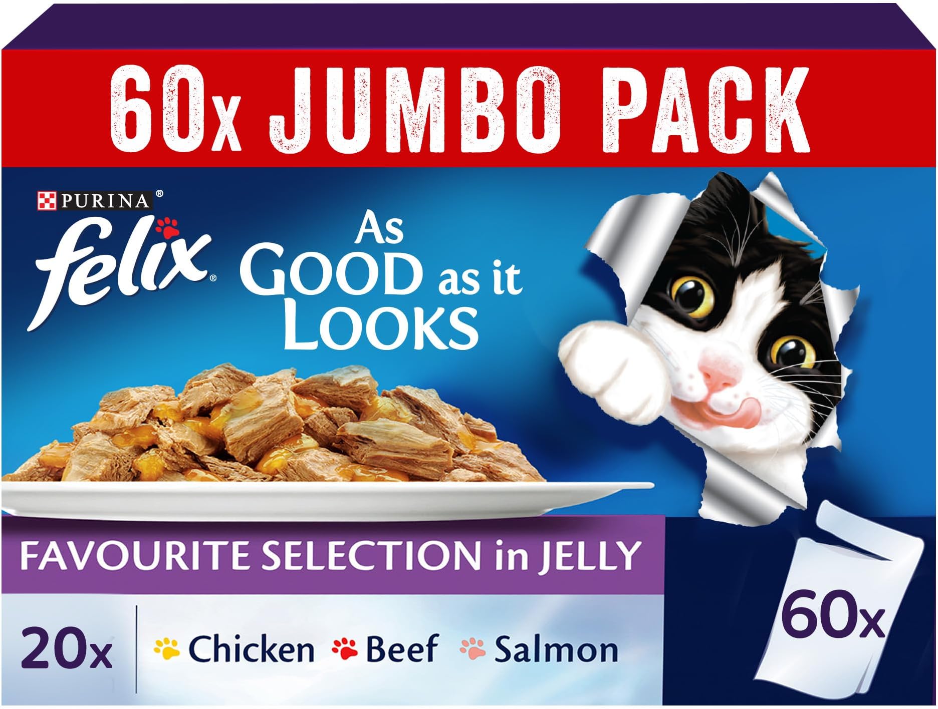 Felix As Good As It Looks Favourites Selection Cat Food Promo Pack (85g) (50+10 Free) [Amazon Exclusive]