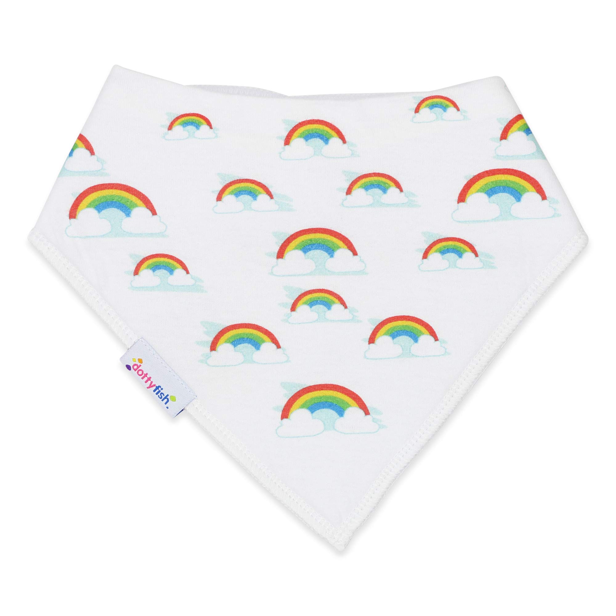 Dotty Fish Baby Bandana Bibs – Organic Cotton Dribble & Teething Bibs with Super Absorbent Fleece Backing, Adjustable Popper Closure, for Newborns & Toddlers – Rainbow