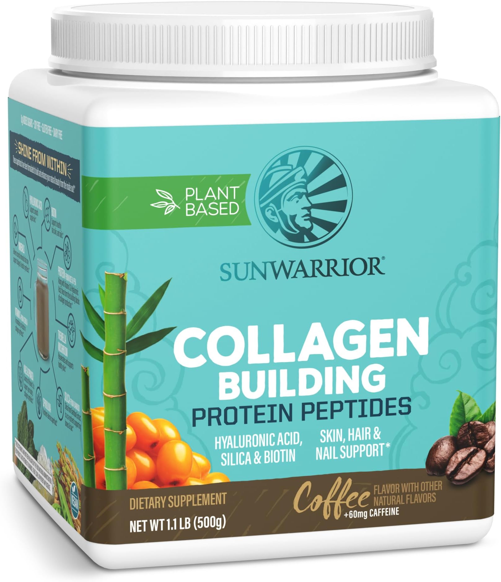 Vegan Collagen Protein Powder for Women Silica Plant Based Collagen Powder Coffee Flavor with Vegan Hair Skin and Nails Vitamins Non-GMO No Added Sugar Soy Dairy & Gluten Free (Coffee, 20 Servings)