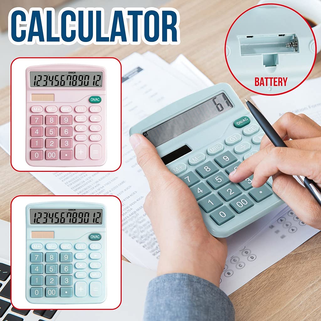 FMURY - Calculadora electrónica de 12 dígitos LCD de pantalla grande para escritorio, calculadora para el hogar, oficina, escuela, herramientas de contabilidad financiera (D)