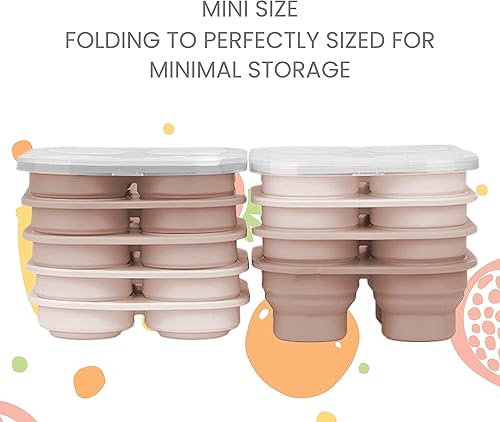 Miniatura 5 de Lulyboo Bandeja de silicona plegable y portátil para congelador de alimentos para bebés con tapa, contenedor de almacenamiento para alimentos