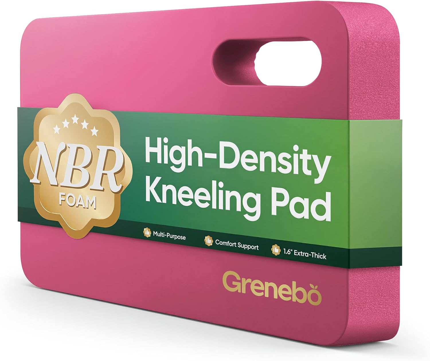 Grenebo 2pcs High-Density NBR Foam Garden Kneeling Pad, 1.6" Extra Thick Gardening Pads for Kneeling, Ultra Soft Kneeling Pads for Gardening, Work, Exercise, Bathing Baby, 17.3×11×1.6 in, Pink