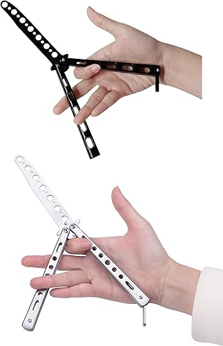 Miniatura 2 de Cuchillo y peine mariposa de entrenamiento sin filo color negro, por Moon Boat