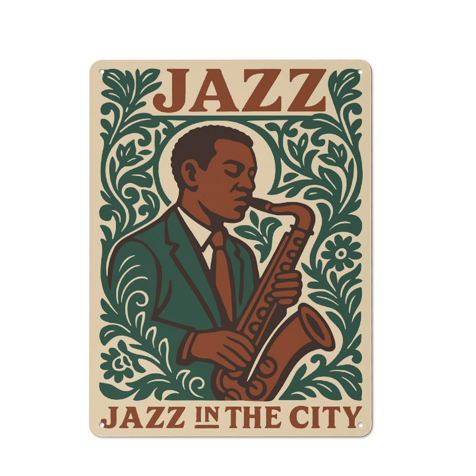 Junmoney Style-14 Jazz Musician Playing Saxophone Classic Metal Wall Decor 40X30cm, Metal Wall Plaque For Hobby Room, Office, Lounge Or Living Room