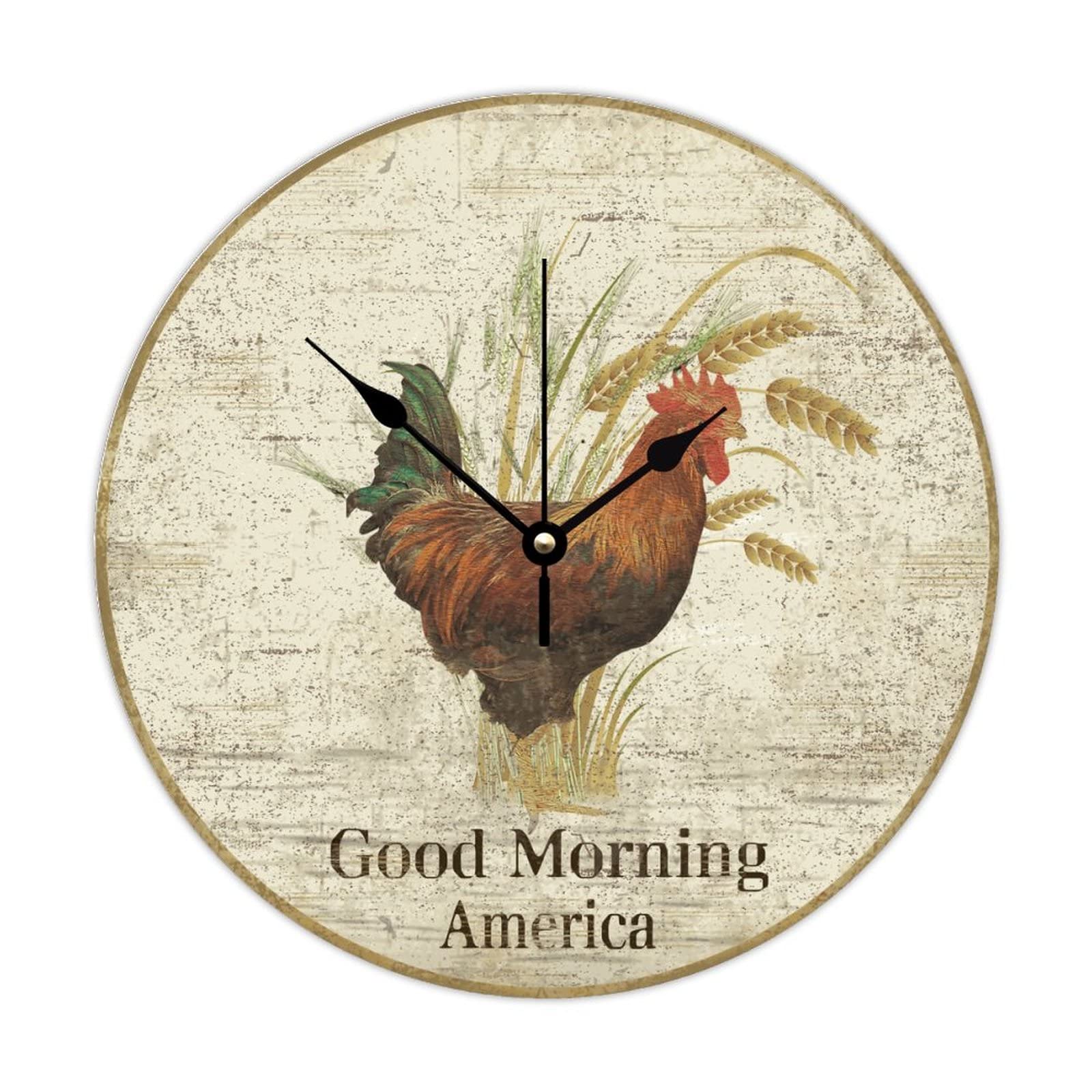 Horloge murale coq sans tic-tac silencieuse en bois 38cm pour bien dormir