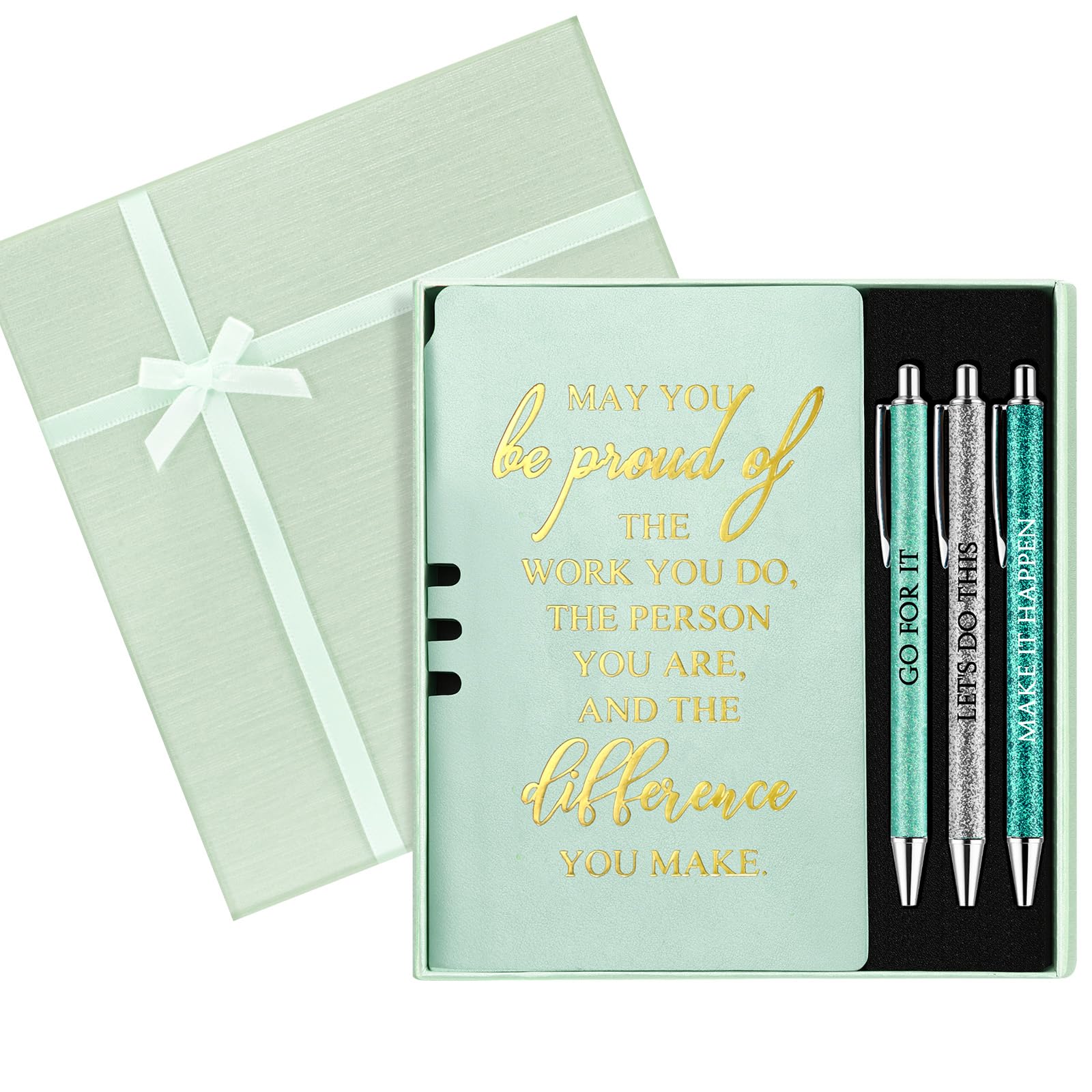 Resurhang 5 Pcs Employee Appreciation Gift Leather Journal Notebook 3 Ballpoint Pens with Box Graduation Thank You Gift for Nurse Coworker Teacher