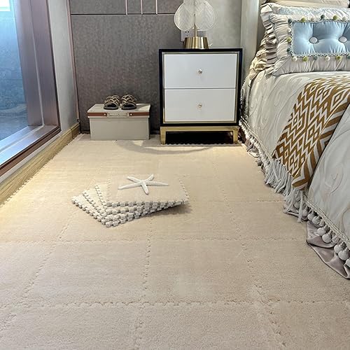 10 tapetes de espuma tipo rompecabezas de felpa de 24 x 24 x 1 pulgadas, suaves y esponjosos, cuadrados, entrelazados, para habitación de juegos,