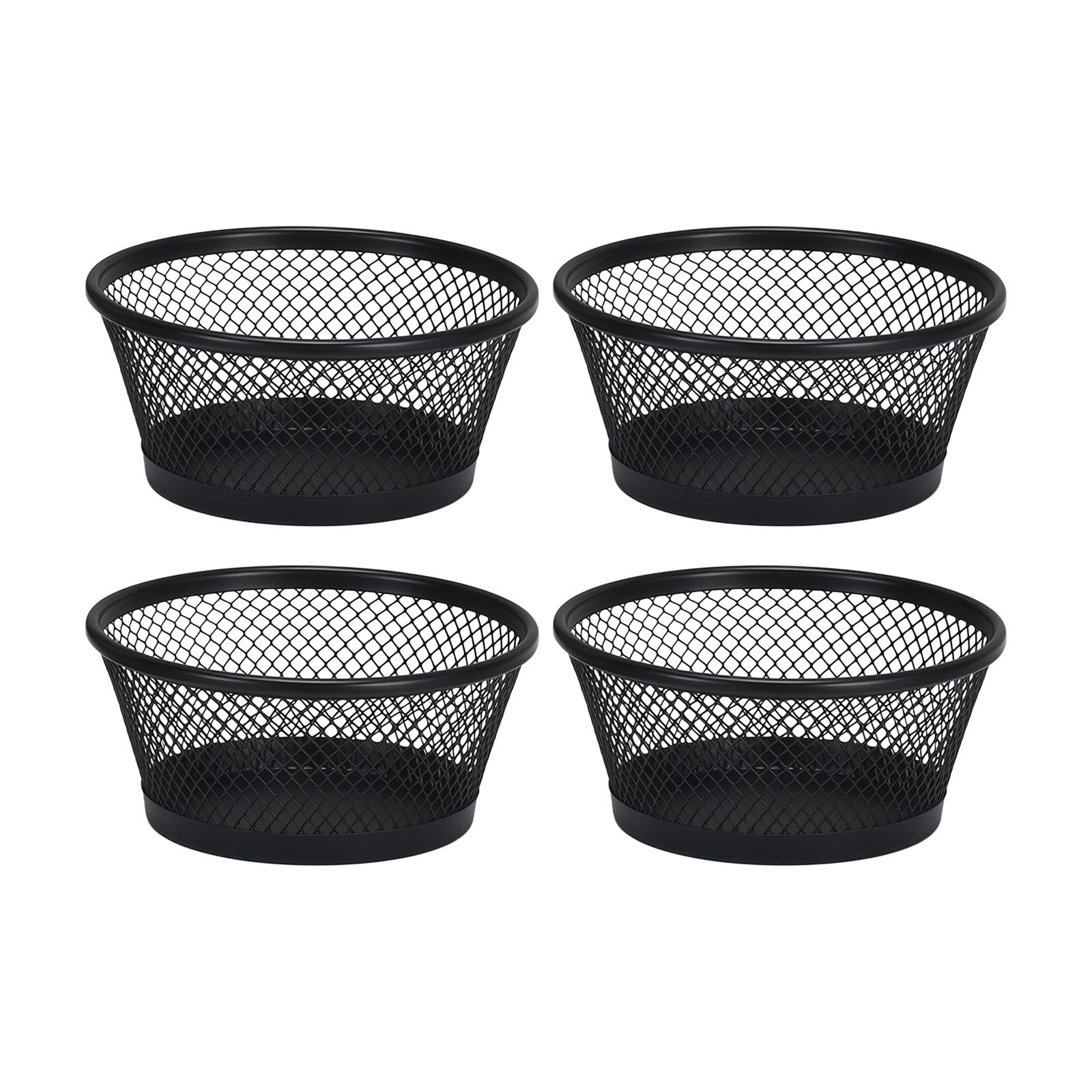 Modern Metal Desk Tray for Efficiently Organizing Paper Clips Thumbtacks and Assorted Offices Supplies with Round Shape Open Top Organizers