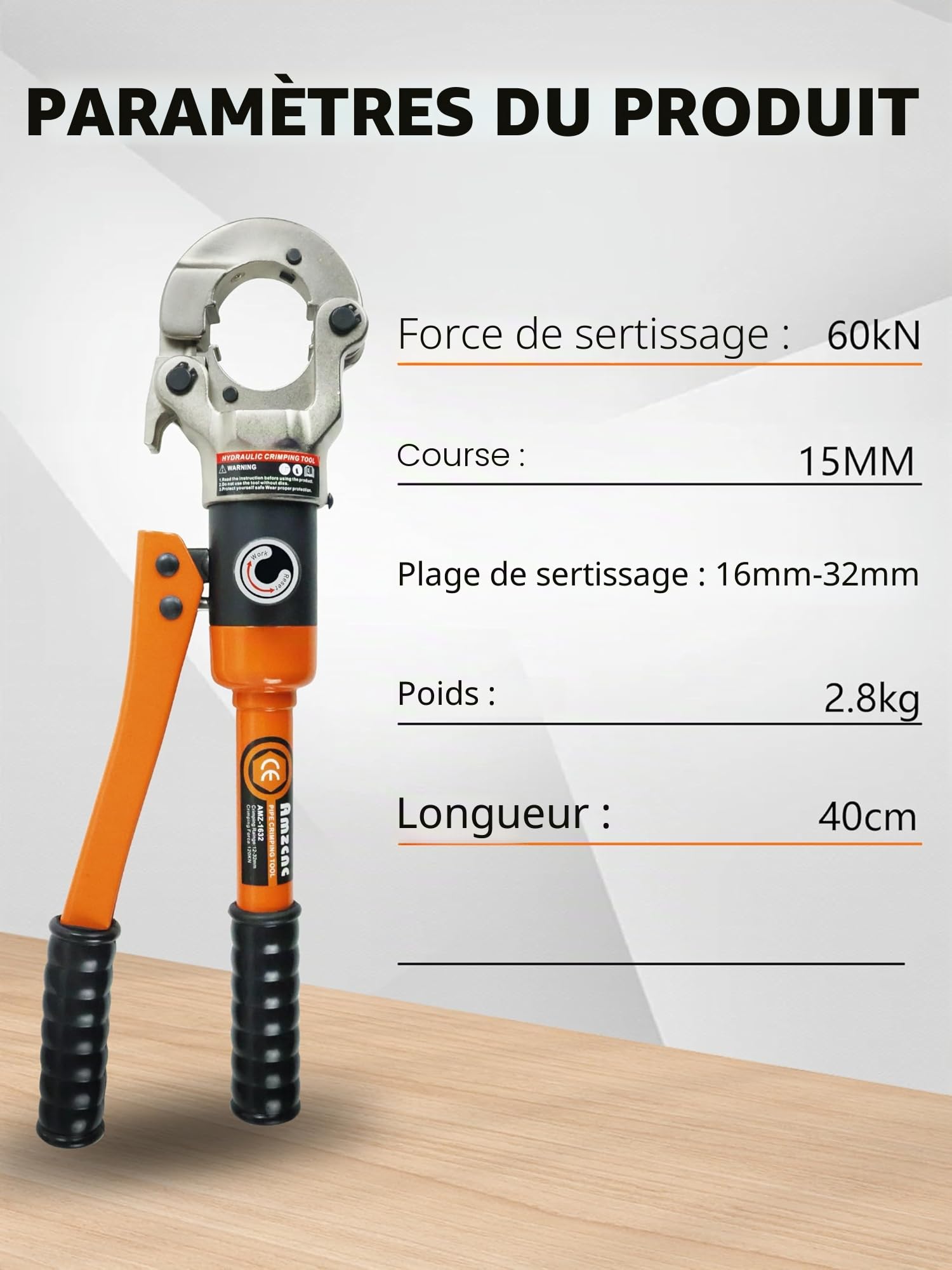 AMZCNC Pince à Sertir Professionnelle pour Tuyaux Jeu de 4 Mâchoires TH16 TH20 TH26 TH32 Idéale pour le raccordement de tuyaux multicouches, de tuyaux en aluminium-plastique et de tuyaux en plastique