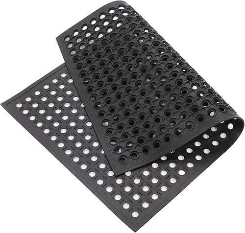 Miniatura 4 de Tapete de cocina industrial  Tapete hexagonal antifatiga de 35 x 23 pulgadas  Tapete de goma antideslizante para drenaje  Tapetes de bar resistentes