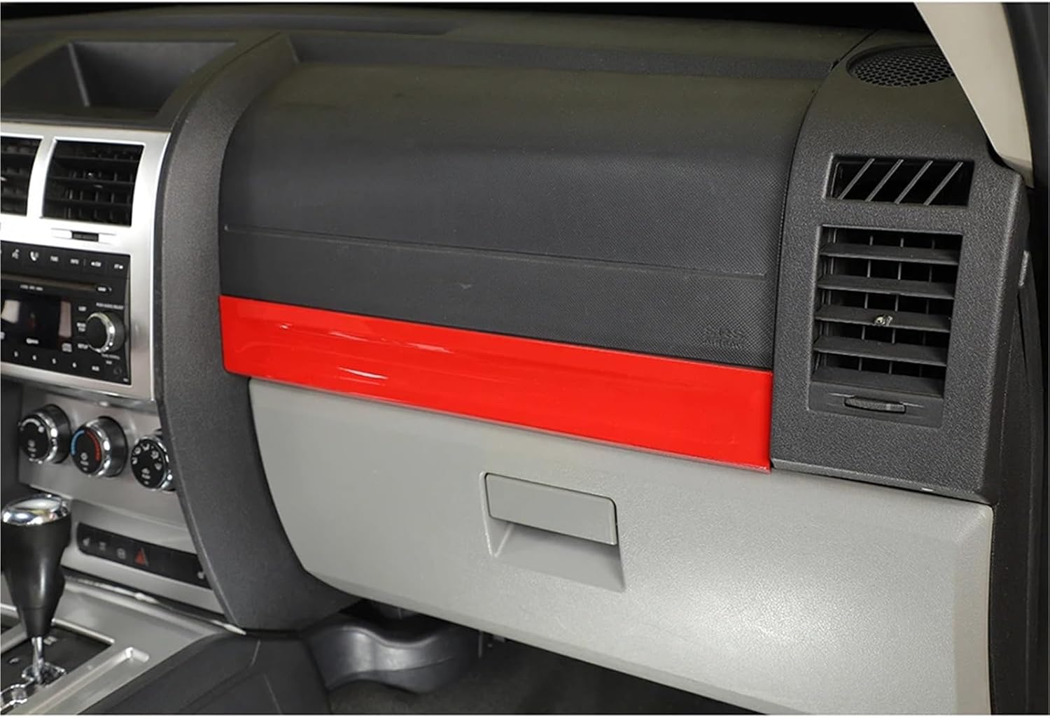 ド コンソールボックスパッド ダッジに適合 ニトロに適合 2007-2012年式 ダッシュボード中央コンソール装飾ストリップトリムス