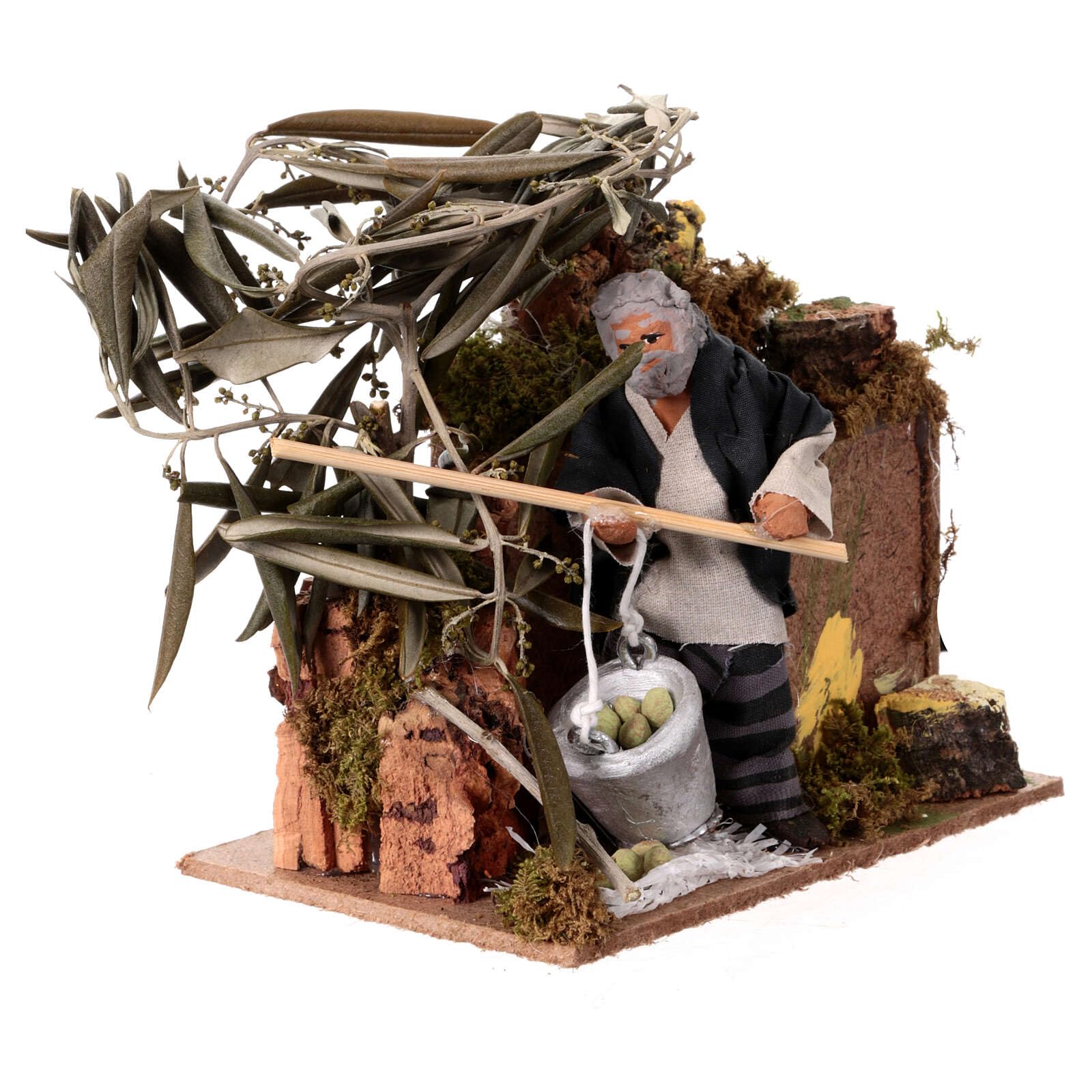 Holyart Movimientos para el Belén: Hombre Que recolecta Aceitunas 10 cm belén Movimiento 19x14x9 cm