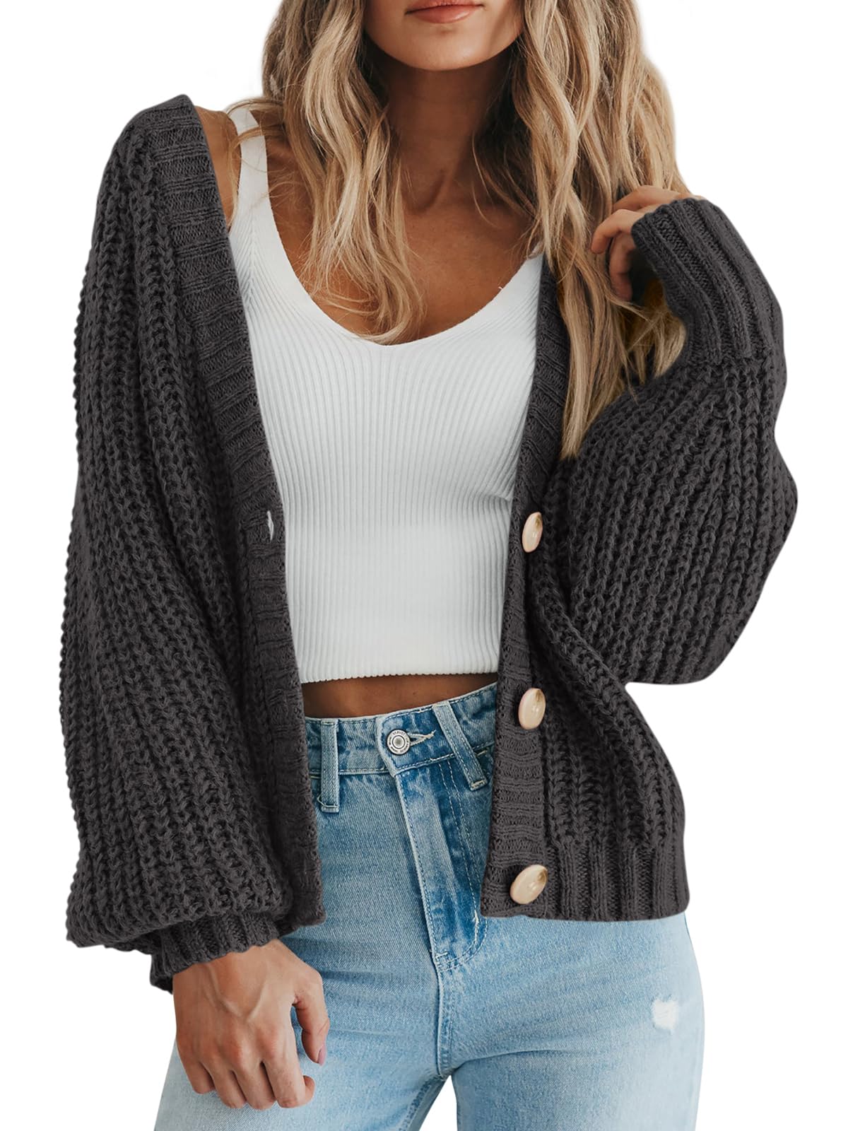 PRETTYGARDEN Women's Chunky Knit Open Front Cardigan Sweaters Fall Outfits