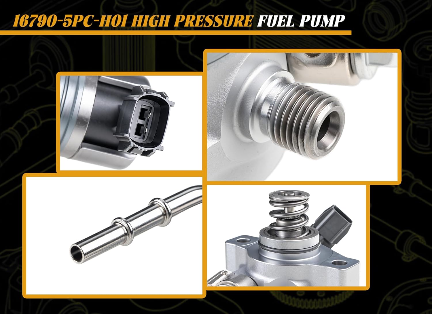 16790-5PA-A01 High Pressure Fuel Pump Compatible with Honda CR-V Civic Accord 1.5L L4 2017-2022, Replaces #16790-5PC-H01, 16790-5PC-H02