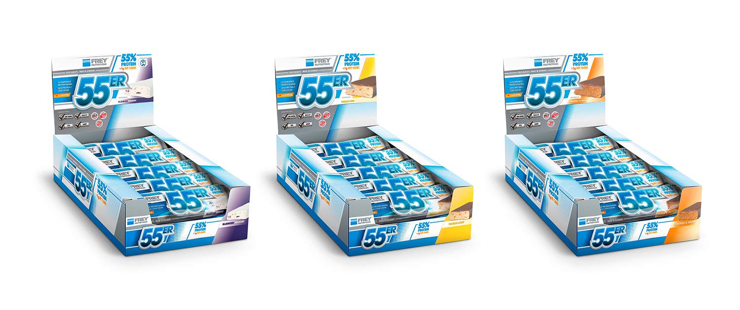Frey Nutrition 55er Proteinriegel 20 x 50 g Mix-Box, 1er Pack (1 x 1 kg)
