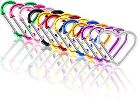 Ouligay 10pcs Cute Heart Shaped Carabiner Star Carabiner Heart Shaped Backpack Clips Key Ring Clip Heart Keychain Clip for Dog Leash Water Bottle Holder Snap Clips Keys
