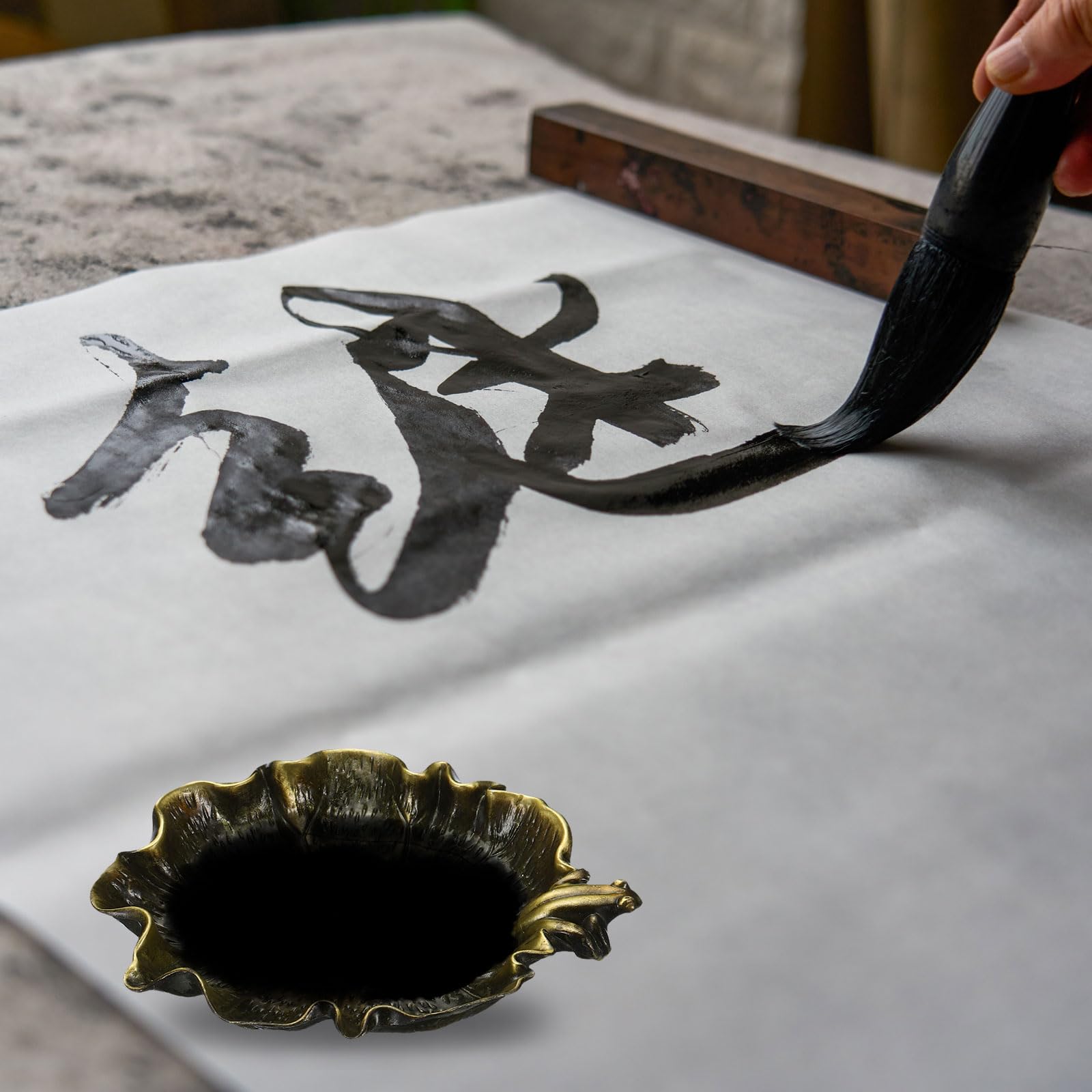 PATIKIL Ink Dish Plate for Chinese Calligraphy Writing Copper Ink Holder Rest Ink - Image 4