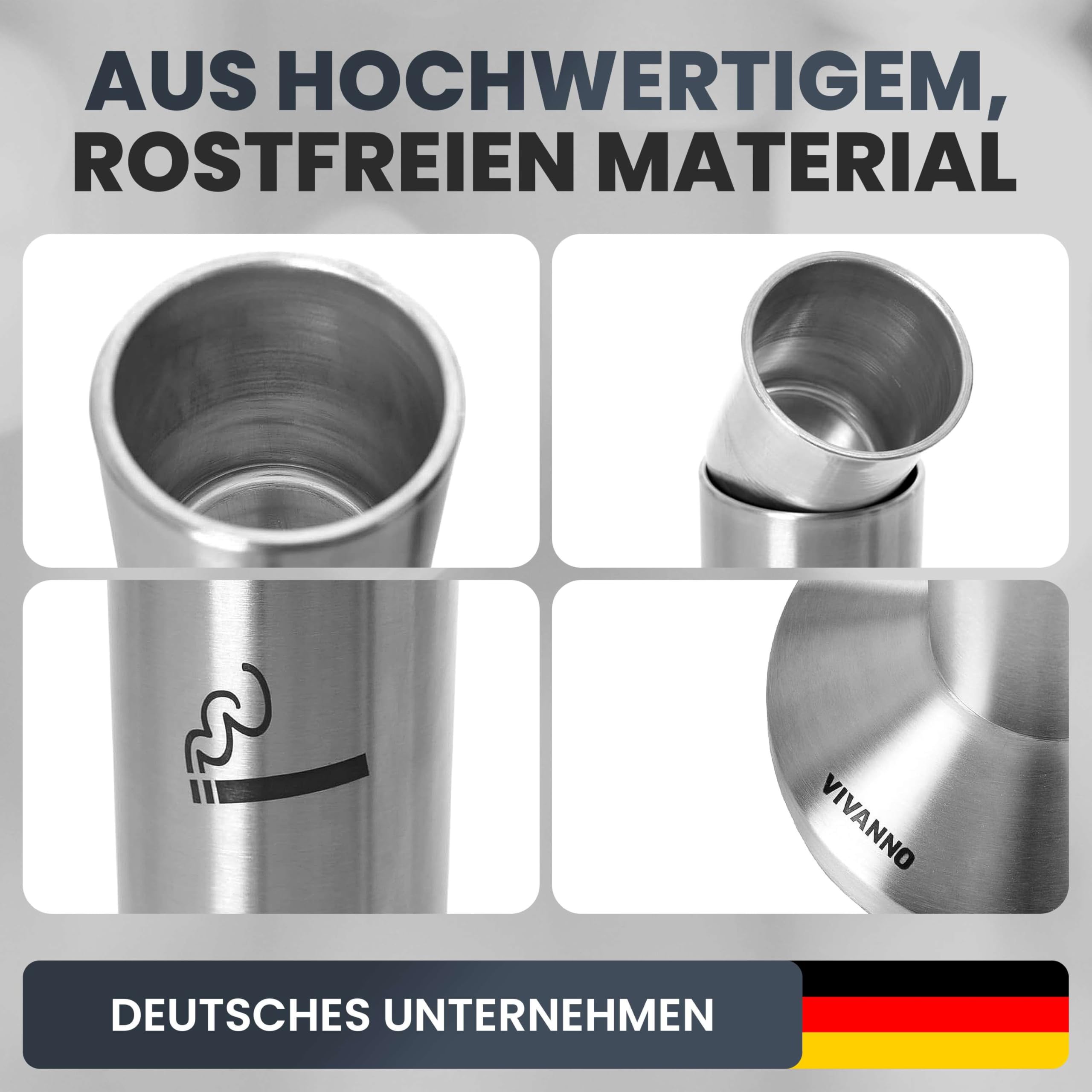 VIVANNO Standaschenbecher V2A Edelstahl Fumo - 10x82 cm (DxH) - 1 L