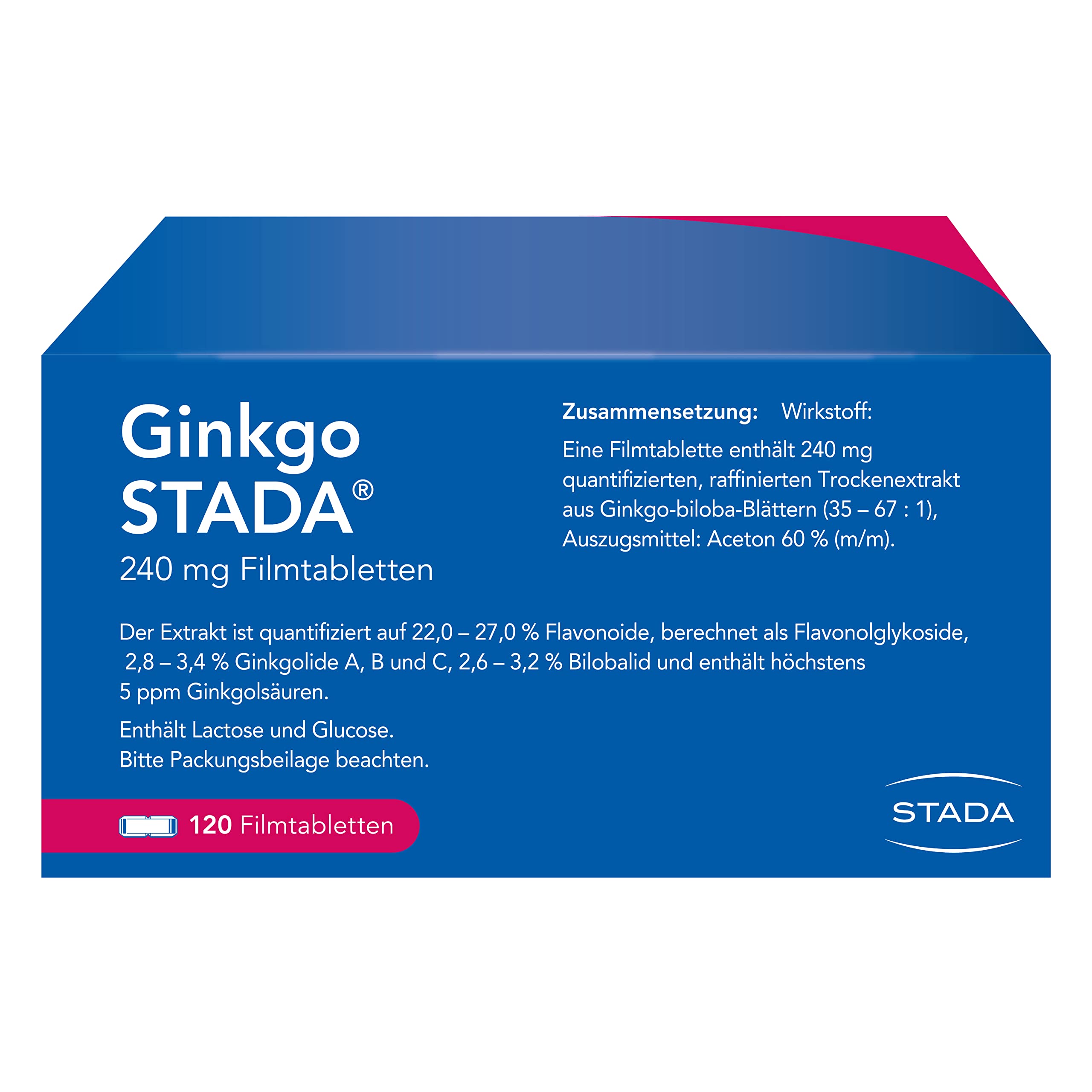 STADA Ginkgo 240 mg Filmtabletten für Gedächtnis & Konzentration, 120 Stück