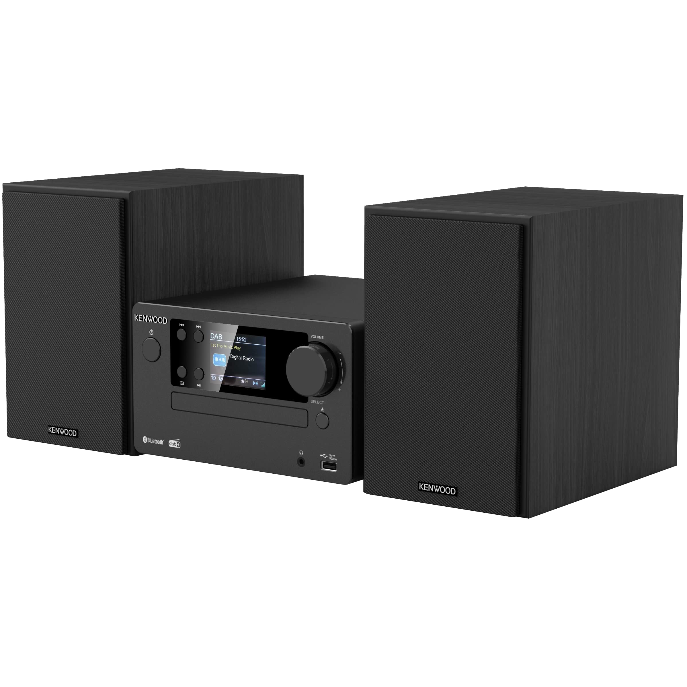 Kenwood M-725DAB-B - Stereo Micro HiFi-System mit DAB+, CD, USB, Bluetooth, 2 x 25 Watt RMS und TFT-Display; Midnight Black