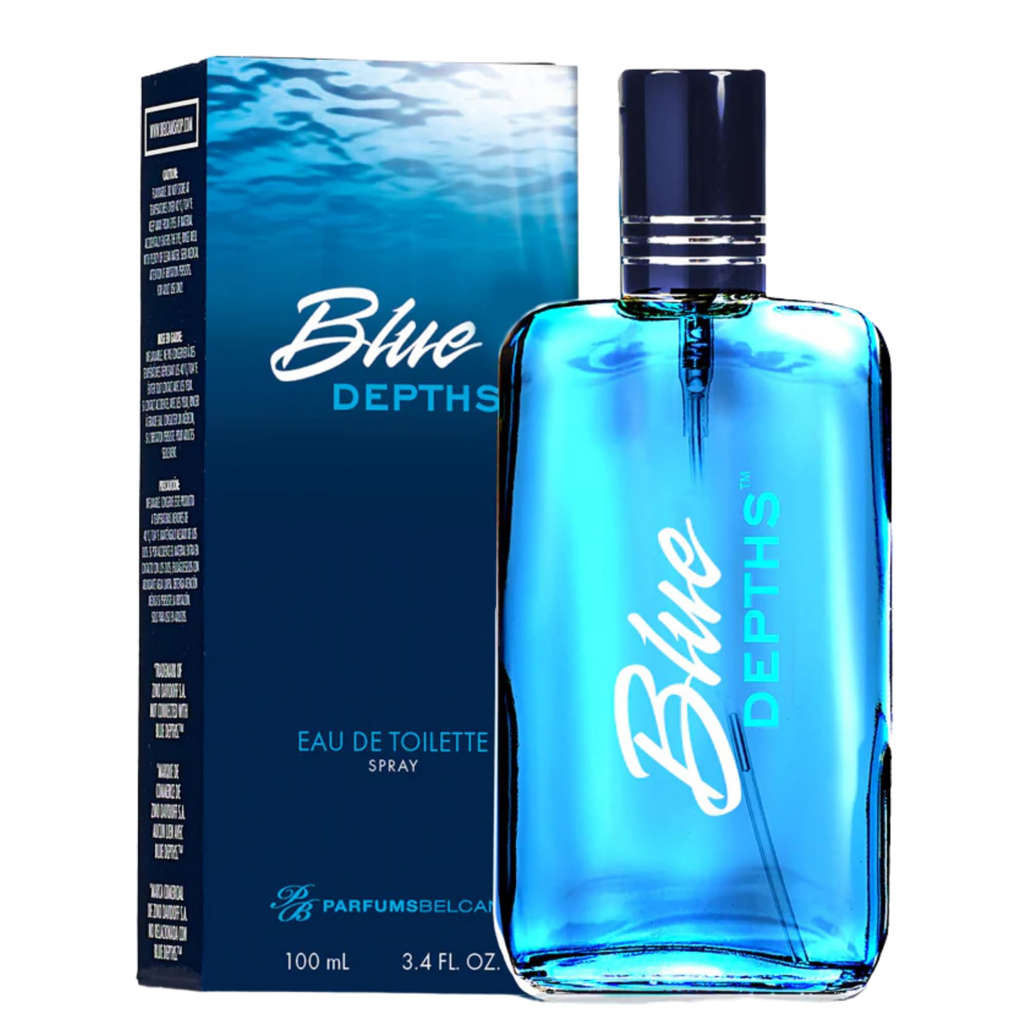 PB ParfumsBelcam Blue Depths Eau de Toilette Fragrance Spray - 3 4 Fl Oz Fresh Aquatic Cologne for