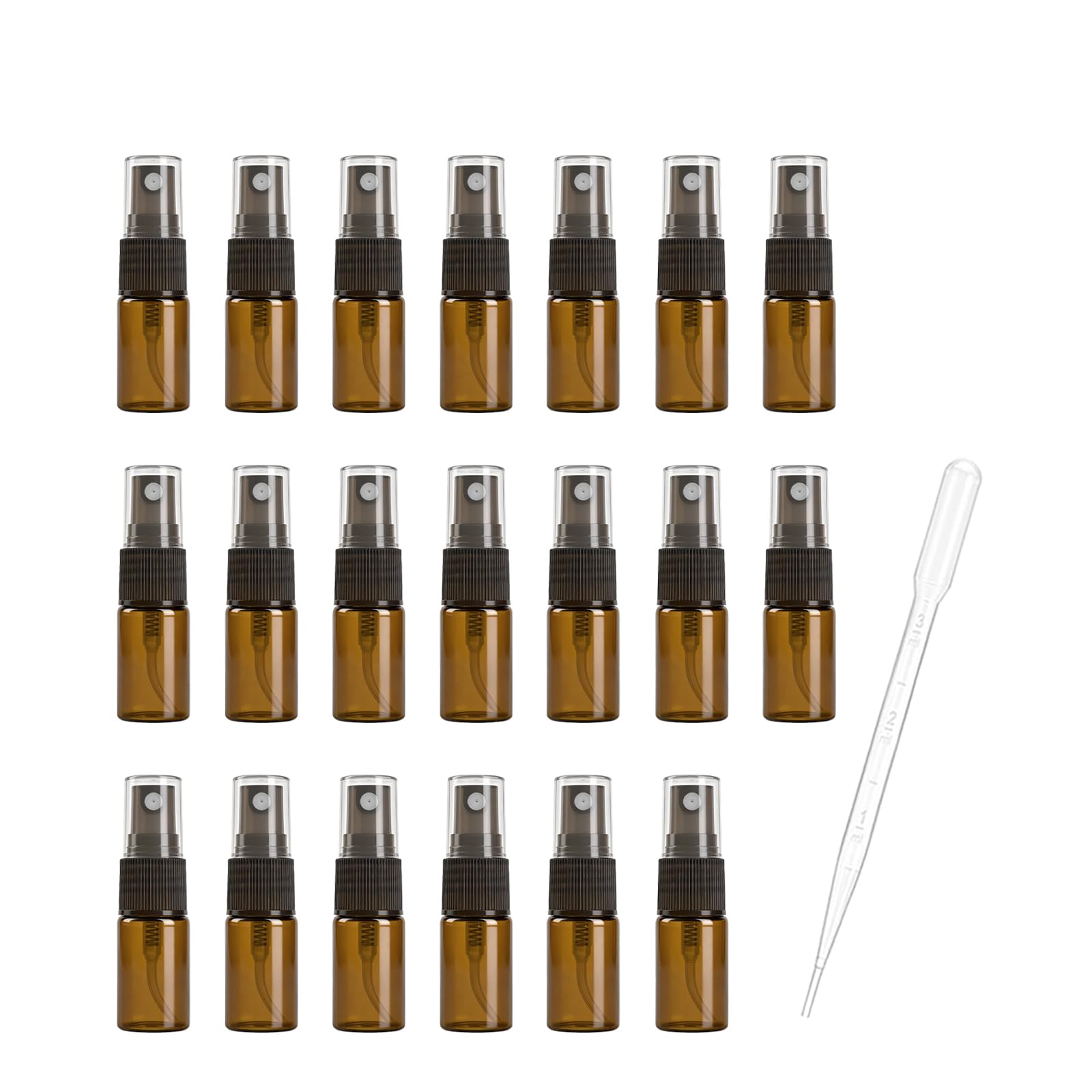 20Pcs Mini 3ML Amber Glass Perfume Spray Bottle Travel Refillable Empty Cosmetic Water Atomizer Bottles Glass Sprayer Pump Bottles + Free 3ML Dropper Pipette-image-19