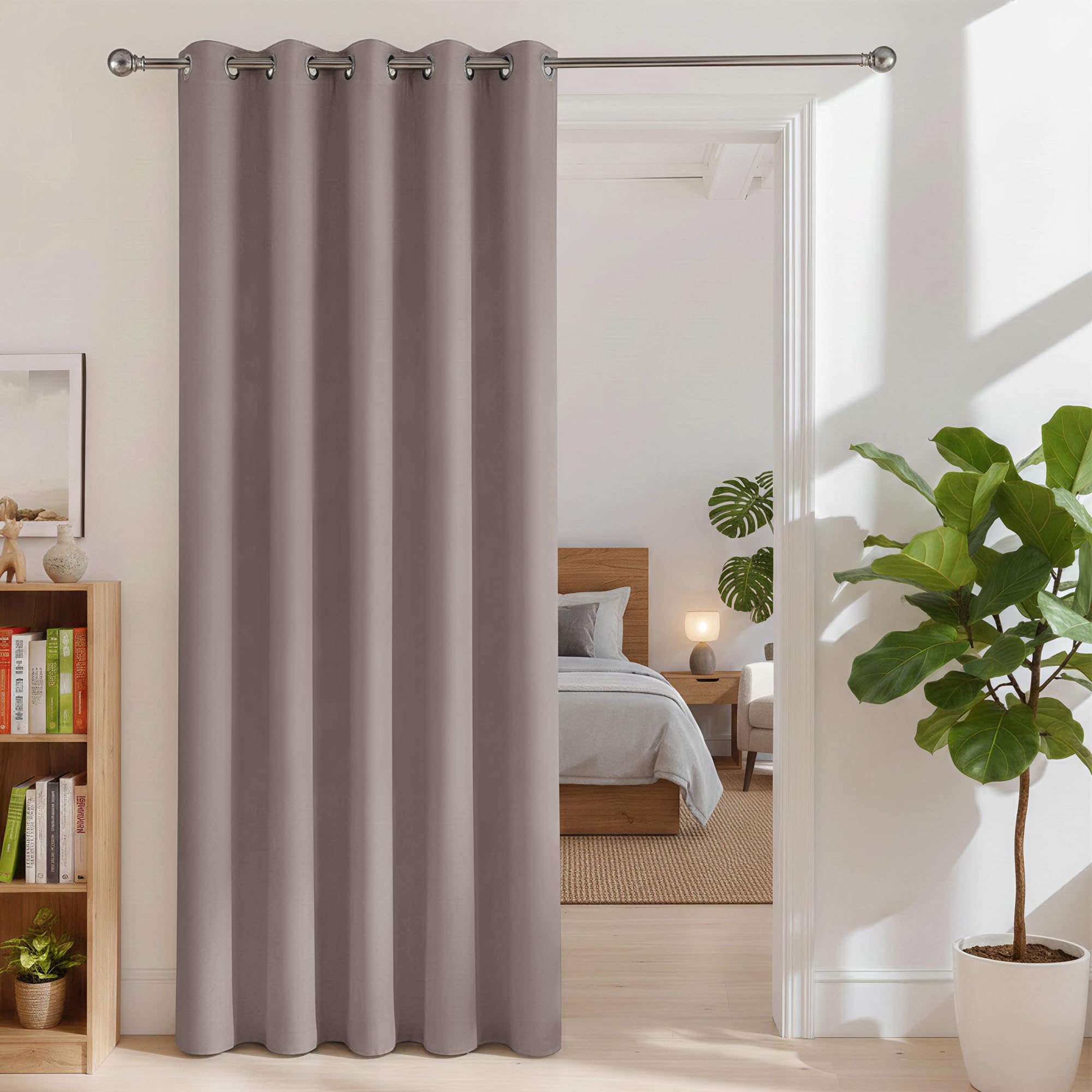BONZER Room Dividers Curtain - Room Darkening Privacy Noise Reduce Thermal Insulating Window Curtains for Bedroom Living Room Doorway, 84L x 60W Inch (7L x 5W ft), 1 Panel, Khaki