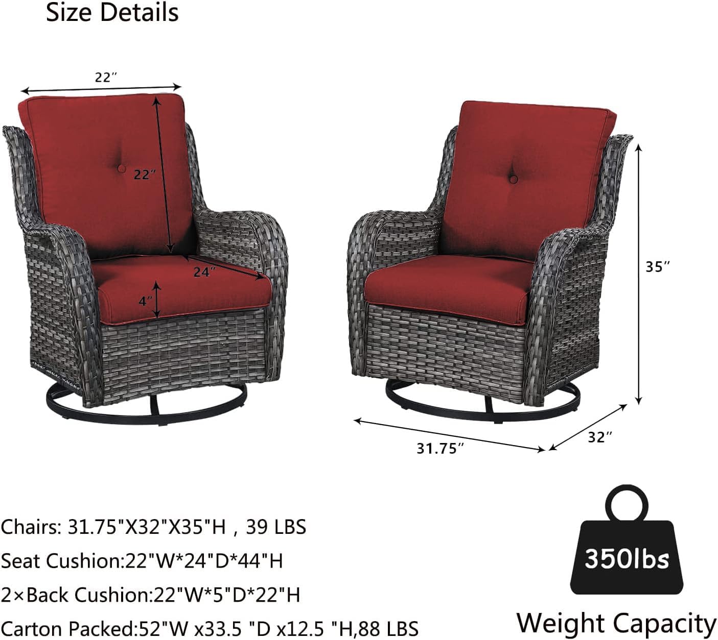 HUMMUH Outdoor Patio Furniture with Fire Pit Table Outdoor Conversation Set PE Wicker Patio Couch Swivel Glider Chairs for Balcony Garden,Lawn,Deck