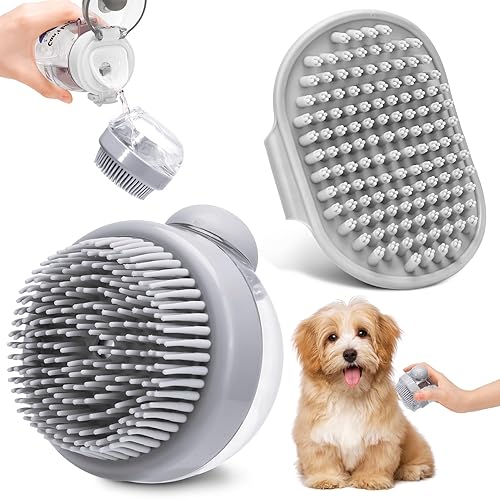 2 cepillos de masaje para ducha de mascotas, cepillo multifuncional para ducha de mascotas, cepillo dispensador de champú para ducha de perros y