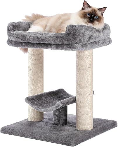 PETEPELA Poste rascador de 19 pulgadas, torre de árbol para gatos, rascador de sisal 100% natural con cama grande de felpa superior, plataforma disponible en Yaxa Guatemala