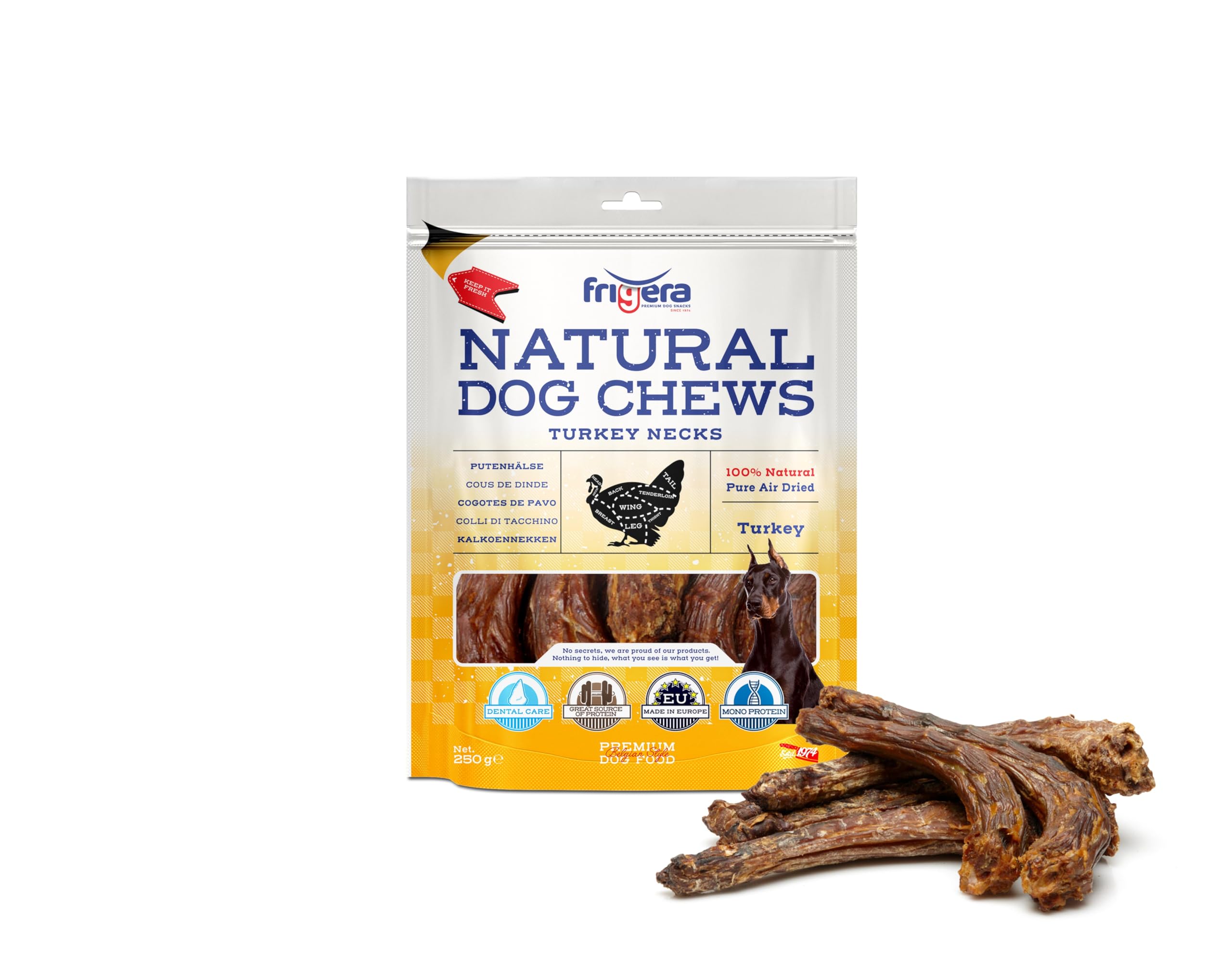 Frigera Turkey necks 250g – Natural dog snacks, Rich in protein, Gluten- and Grainfree