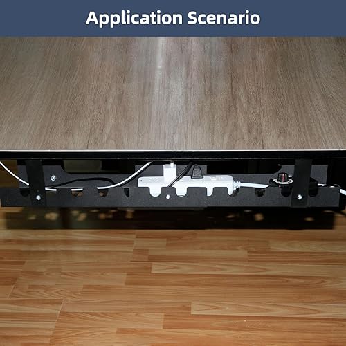 Miniatura 7 de Paquete de 2 bandejas para organizar cables debajo del escritorio, longitud ajustable (15.7 a 31.4 pulgadas), organizador de cables grande para