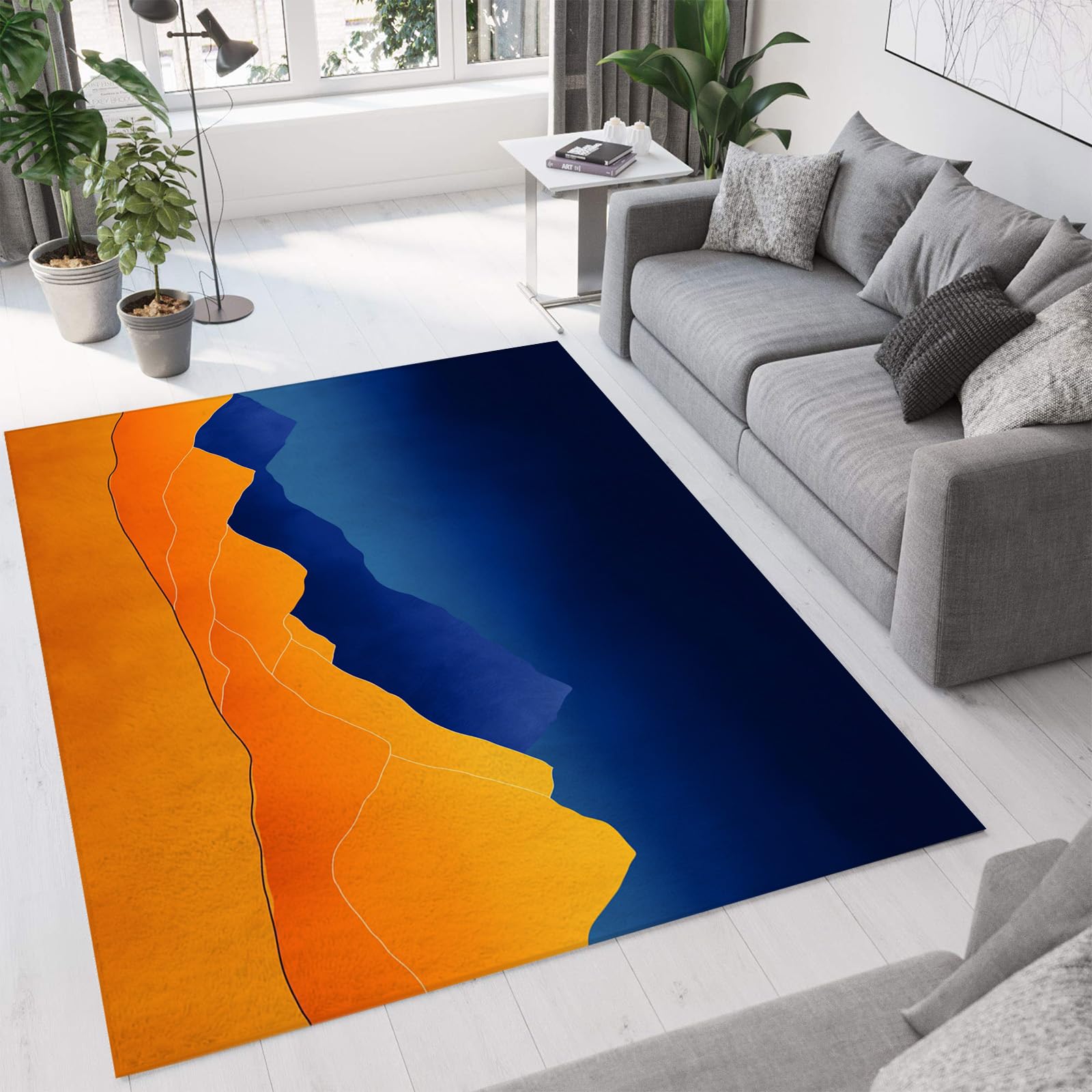 Tapis lavable 90x150 pour crèche et salle de jeux à motif montagnes