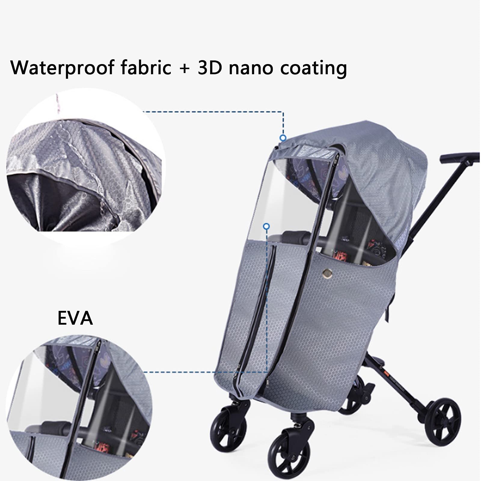 Housse de Pluie Universelle pour Poussette, Imperméable Durable et Respirant pour Poussette, Coupe-Vent et Anti-Neige, Garde Au Chaud