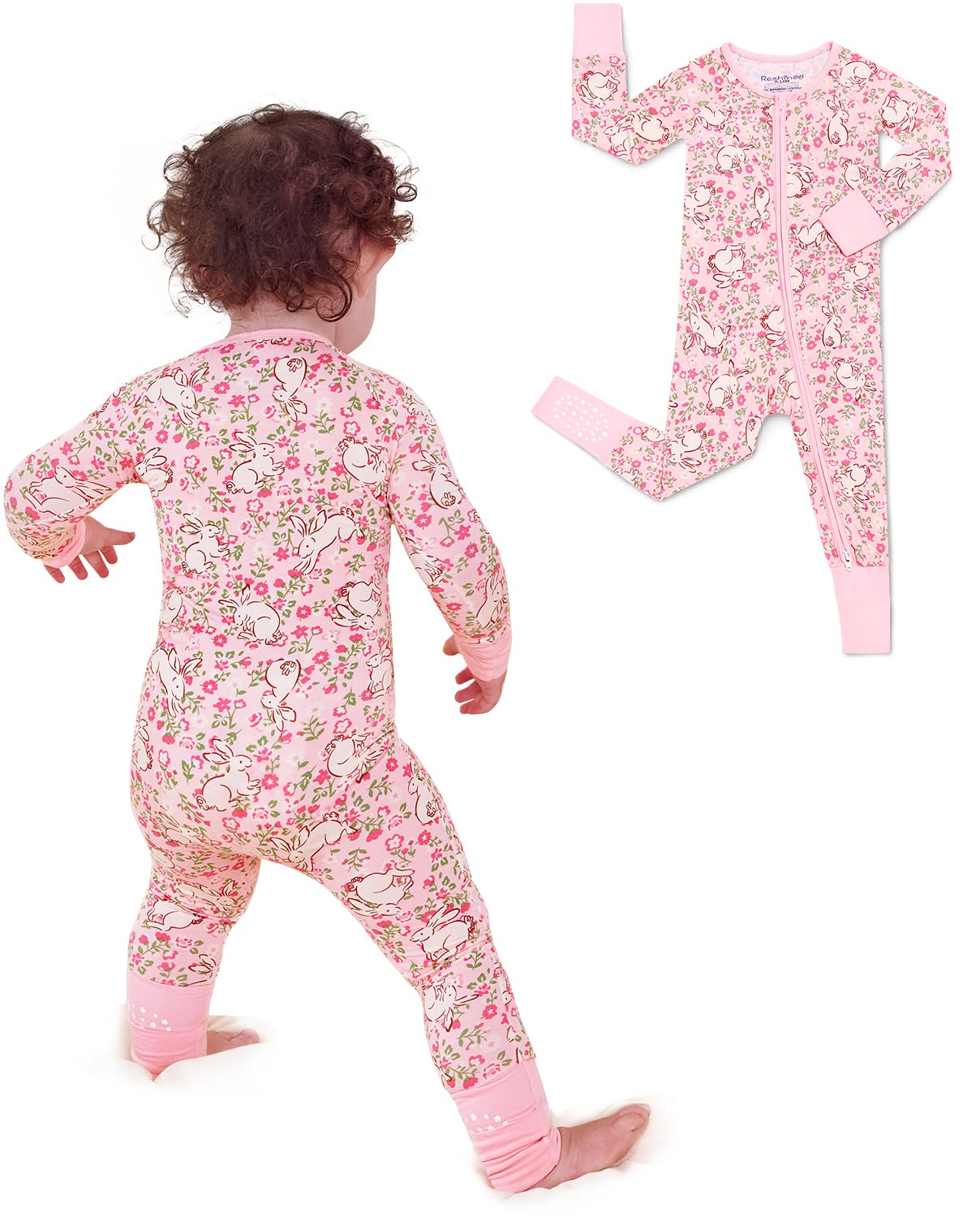 babee Reshinee Viscose Derived from Bamboo Baby Footie Pajamas Convertible Newborn Sleeper for Baby Girl Zipper Onesie 0-24M
