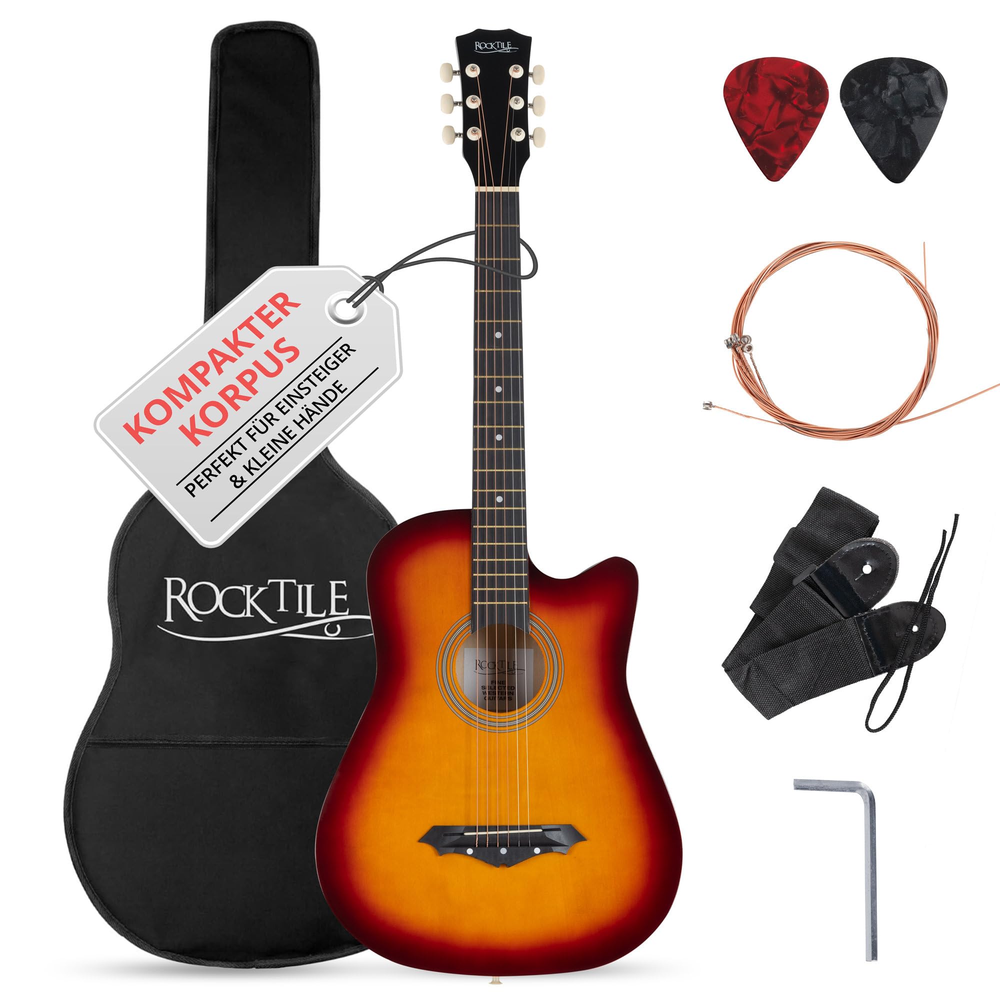 Rocktile WSD-5C-SB Chitarra Acustica Dreadnought Slim Line Set Sunburst
