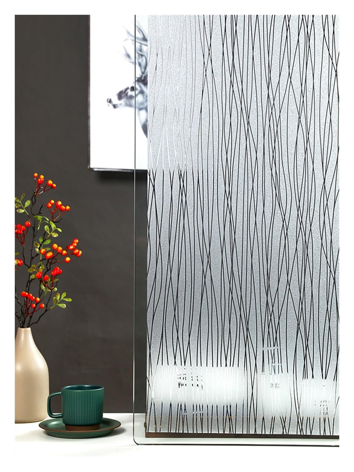 Fensterfolie Selbsthaftend Fenster-Sichtschutzfolie, 3D-Vinyl, nicht klebend, statisch haftend, Dekor, Fensteraufkleber, Wärmeregulierung, Anti-UV-Glastürfolie for die Heim- und Bürodekoration Fenster