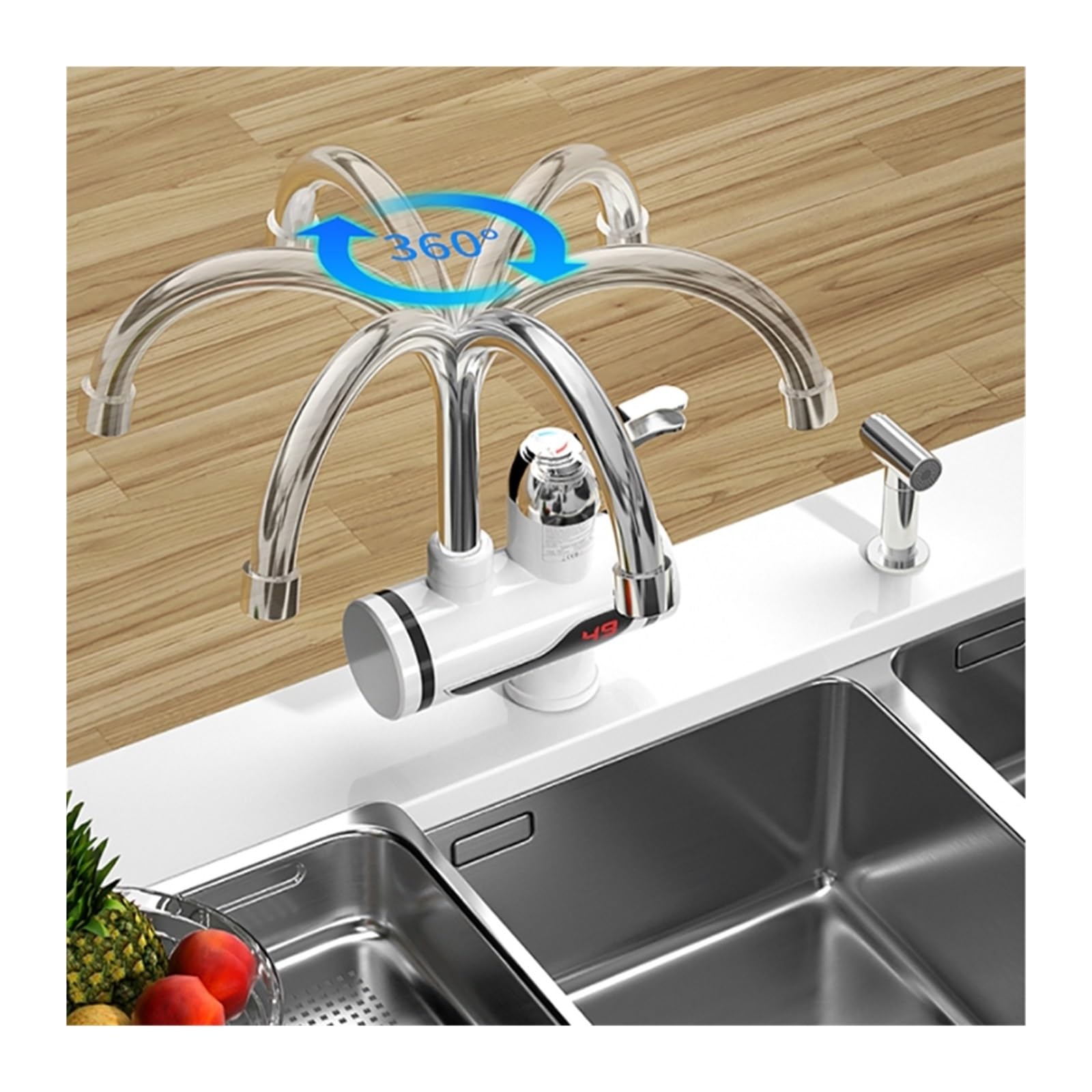 LNHHG Instant Tankless Electric Hot Water Heater Faucet Kitchen Instant Heating Tap Tankless Cold Water Heater Bathroom(Lateral With Shower)