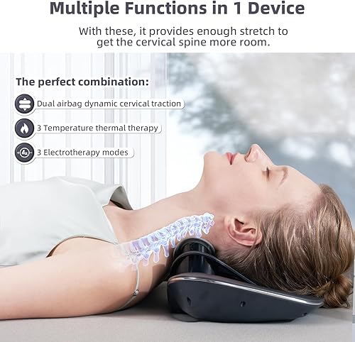 Miniatura 2 de Twinklepoch Estirador de cuello para ejercicio dinámico cervical, con 3 modos de compresa caliente relajante, 104 a 122℉ (40 a 122.0 °F)