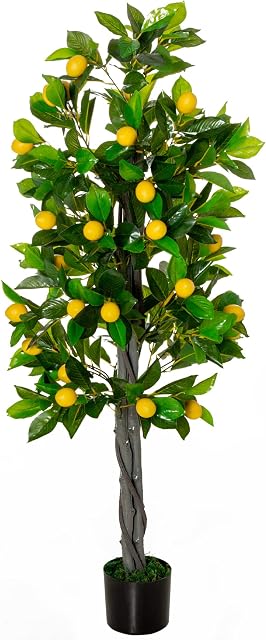 HOMCOM Artificial Lemon Tree Fake Decorative Fruits Plant in Nursery Pot for Indoor Outdoor Décor, 135cm