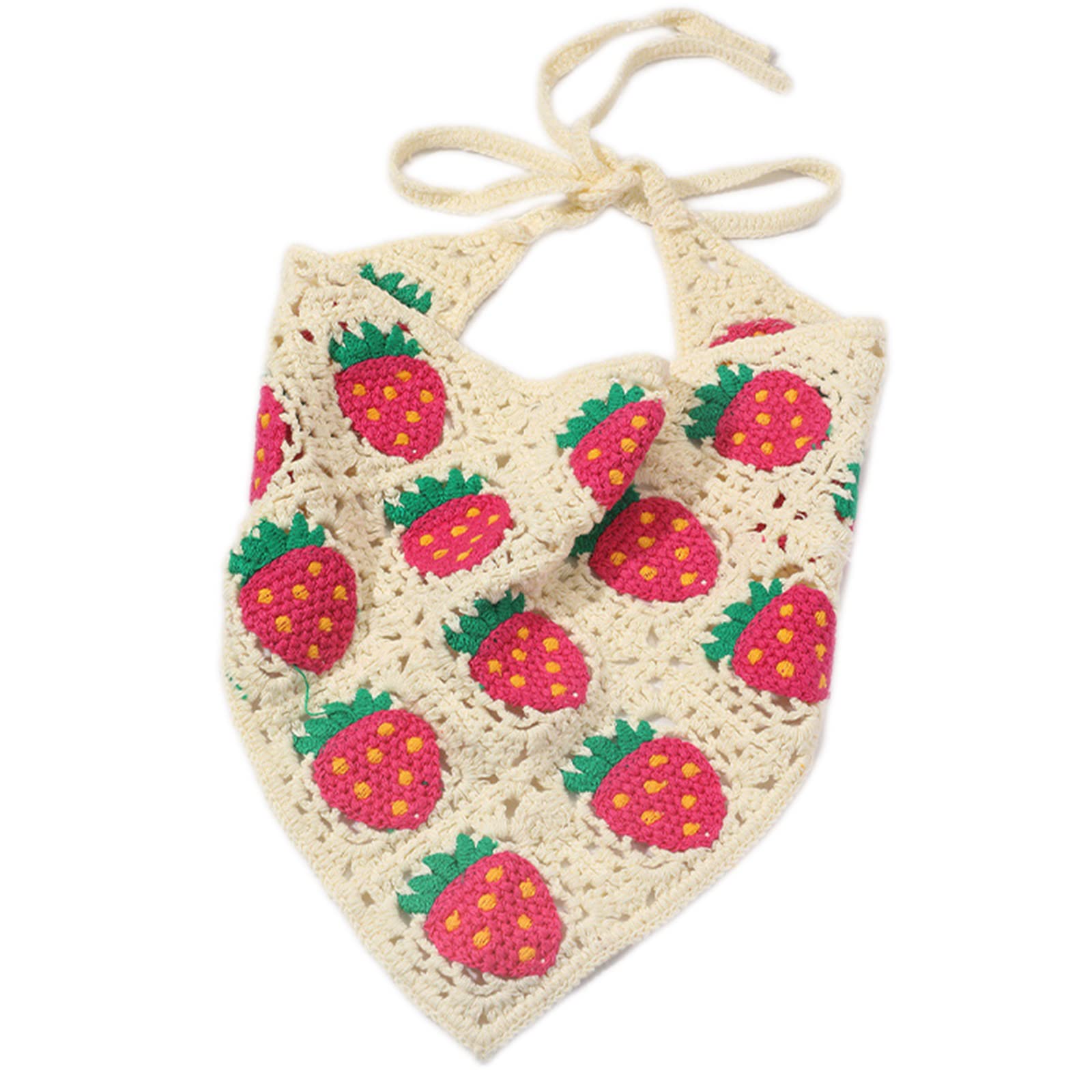 Purplelily Women's White Strawberry Strawberry Pattern Hairband Crochet For Bandanas Headband Elastic Hair Bands Turban Autumn Hair Accessori Crochet Hairband For Cotton Crochet Hairband With Cute Pattern