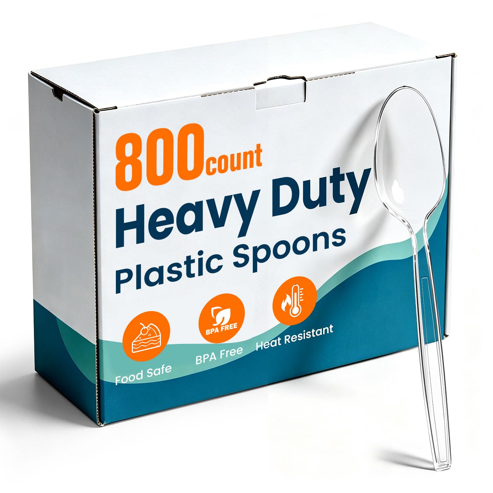 800 Count Clear Plastic Spoons Disposable, Heavy Duty Spoons Silverware