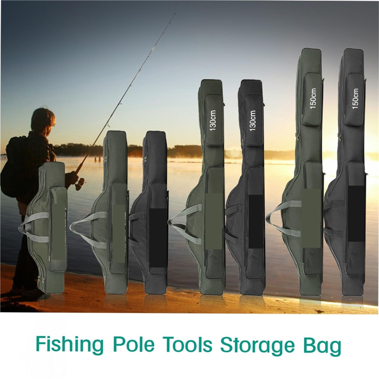 Funda Caña De Pescar Bolsa de Pesca Plegable portátil, Bolsa for Carrete caña Pescar, Aparejos, Funda Transporte, Viaje, Almacenamiento, Organizador