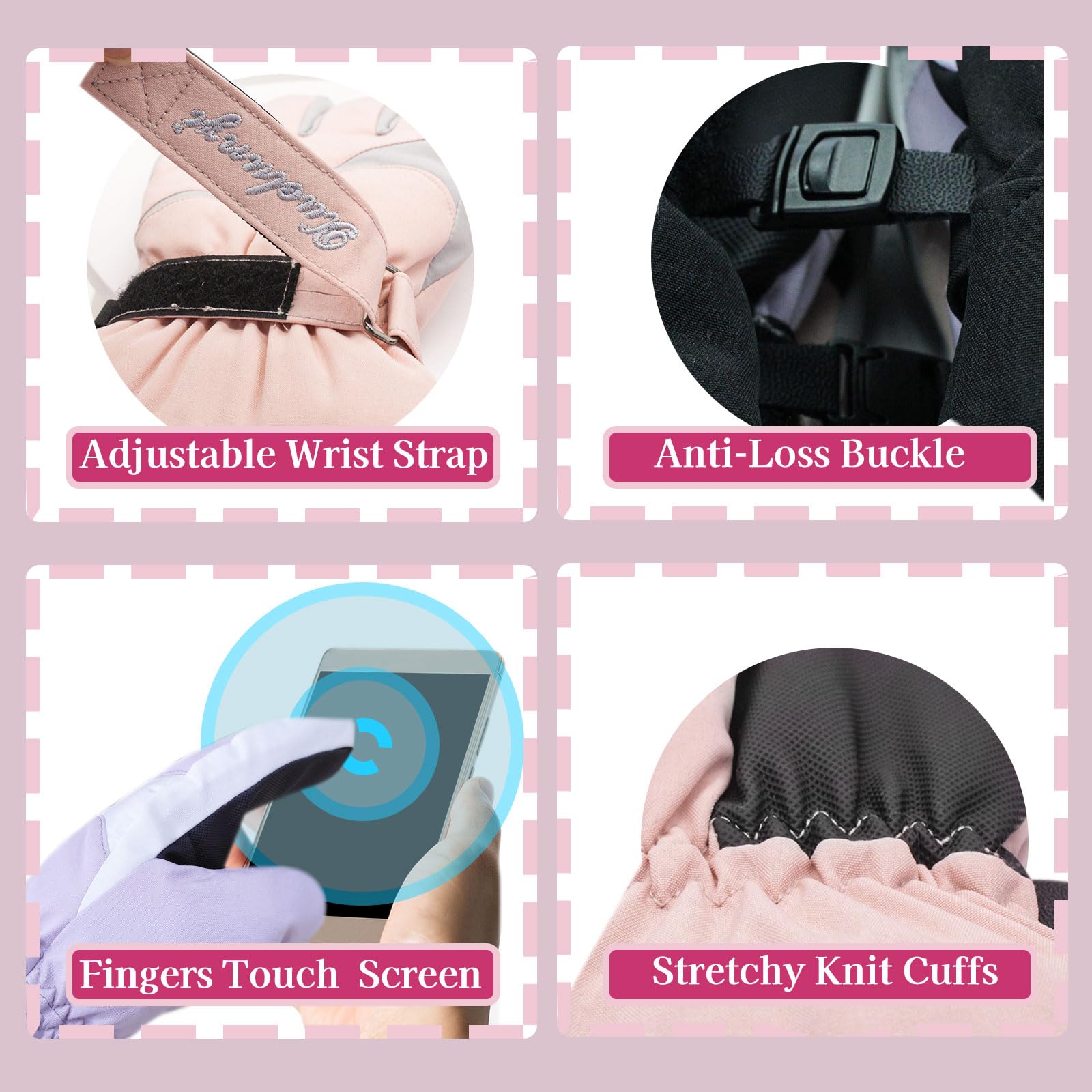 Andiker Guantes de esquí térmicos impermeables resistentes al viento antideslizantes para pantalla táctil