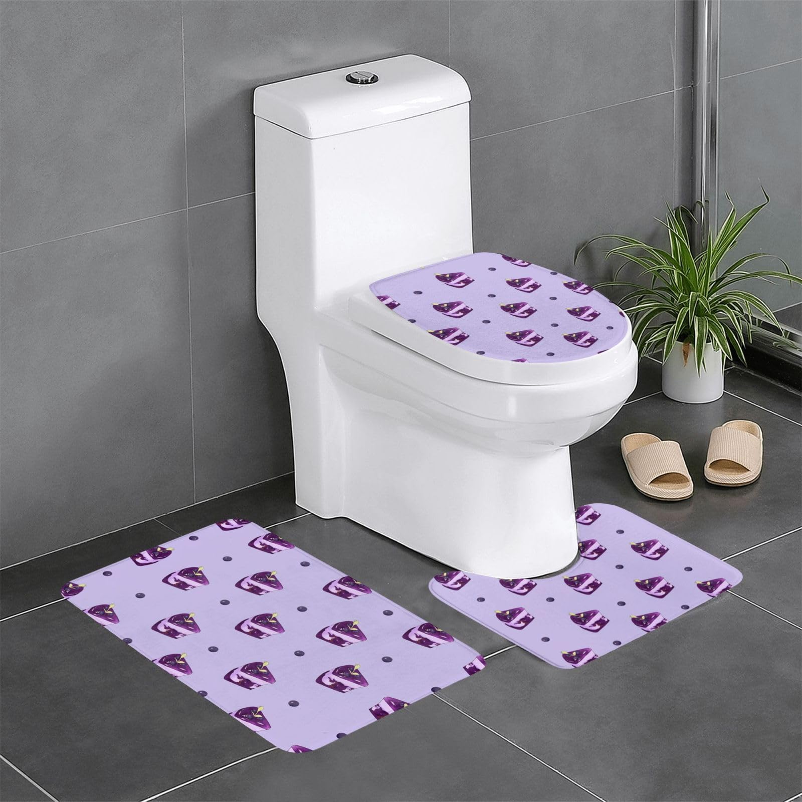 Tapis de salle de bain BROLEO Blueberry Cake 3 pièces 61x40,6 cm lavable durable et épais