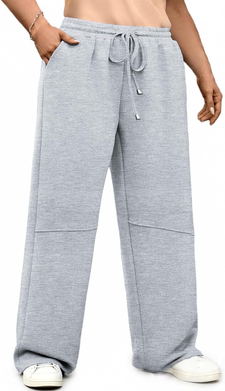 VISLILY Plus-Size-Sweatpants for Women High Waisted Baggy Wide Leg Pants Elastic Loose Drawstring Active Joggers with Pockets