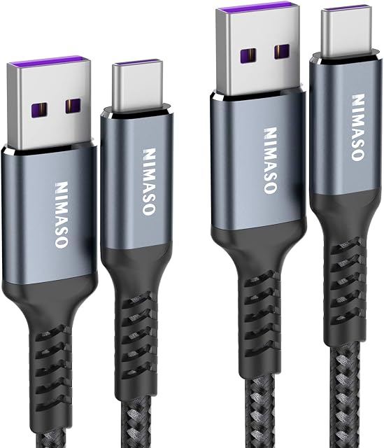 USB C Cable 5A [2Pack/1M+2M], NIMASO USB Type C 40W Huawei Superfast Charging Charger Data Cable Lead for Huawei P40 Pro, P20, P30 Pro, P30, Mate 20 Pro, Mate 20, Mate 20 RS, nova 5 Pro, Honor 20