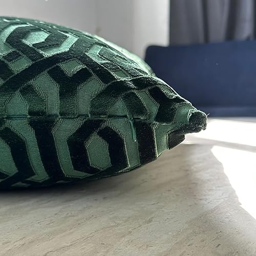 Miniatura 4 de Funda de almohada, 18 x 18 pulgadas, diseño geométrico marrón moderno, corte bordado, funda de almohada contemporánea de terciopelo de lujo, para