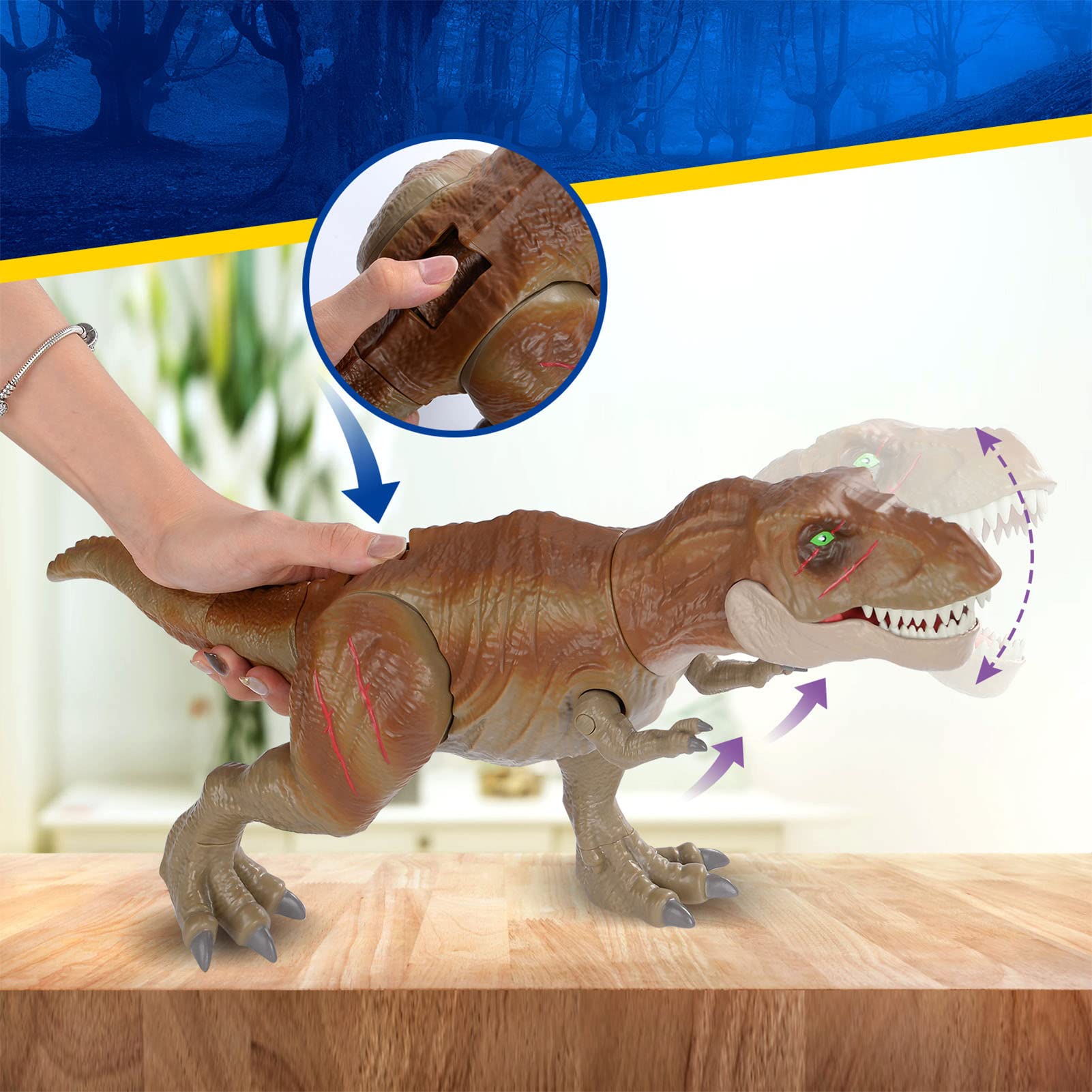 Model dinozaura zabawka symulacja żywy, ręcznie malowany przezroczysta tekstura ruchome wspólne zabawka dinozaura na wystrój pokoju dziecięcego (Brązowy)