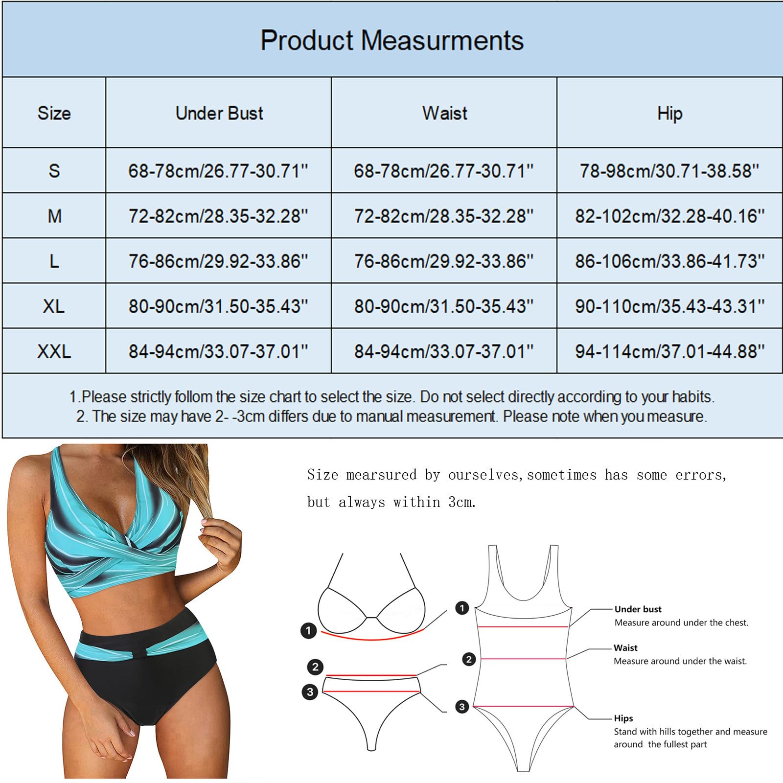 Traje de Baño Mujer Bikini Floral Conjunto Dos Piezas Cuello en V Cintura Alta Control de Vientre Push Up
